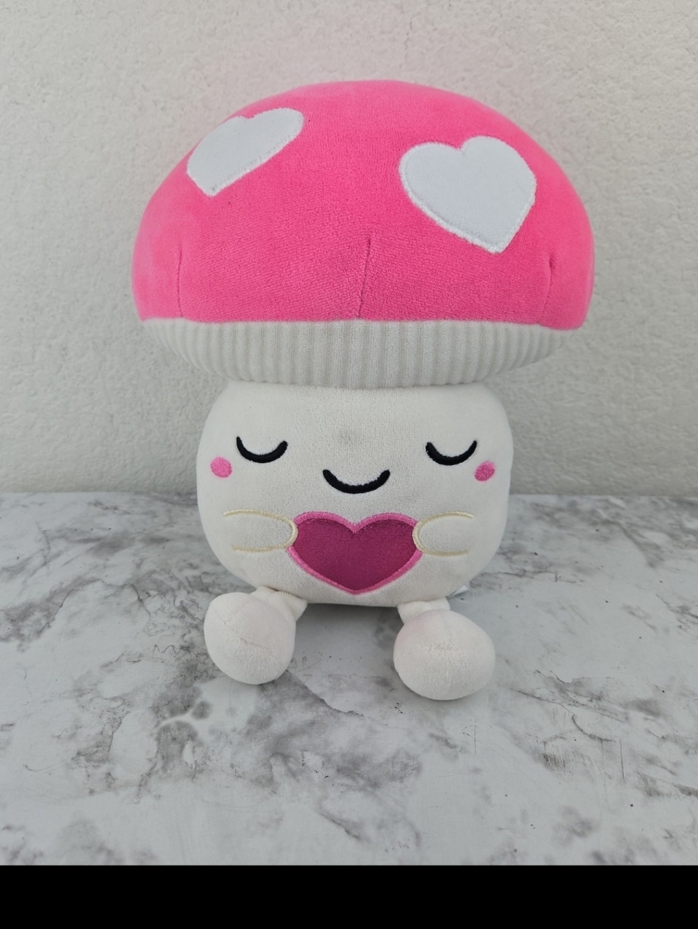 Pink Heart Mushroom Plush Toy